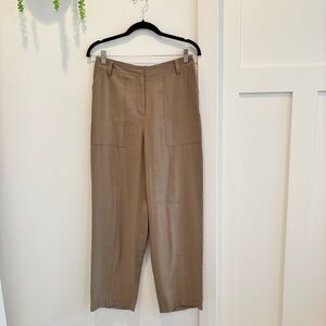 Nine West High Waist Cargo Trouser Pants Elastic Waistband Tan Women's Size S